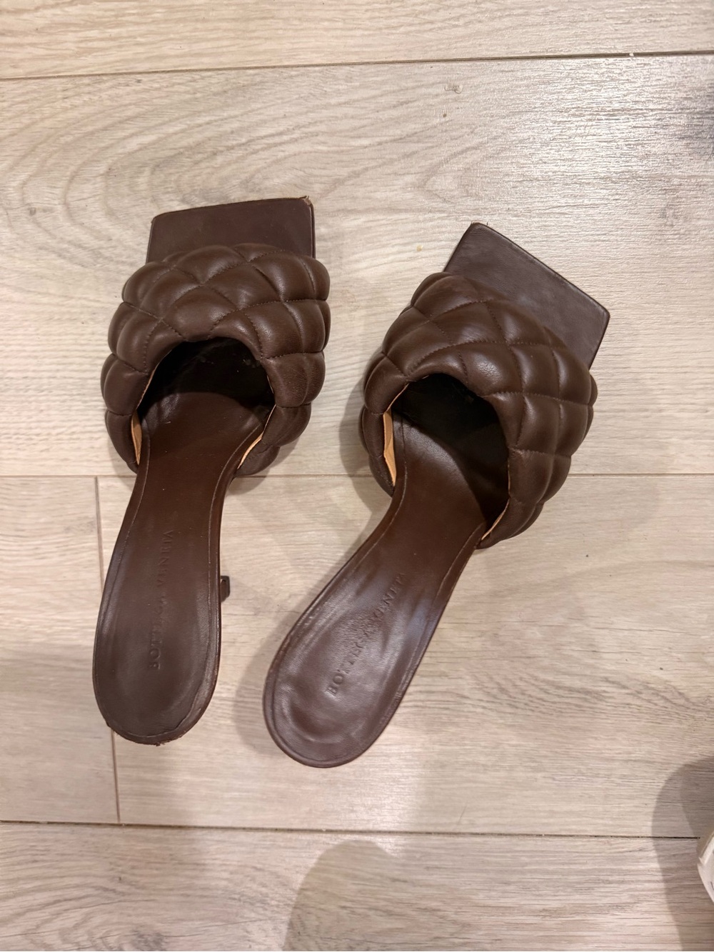 Bottega Veneta Chocolate Brown Quilted Leather Slide Mules